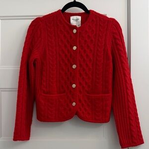 Abercrombie & Fitch Vibrant Red Cable Knit Cardigan